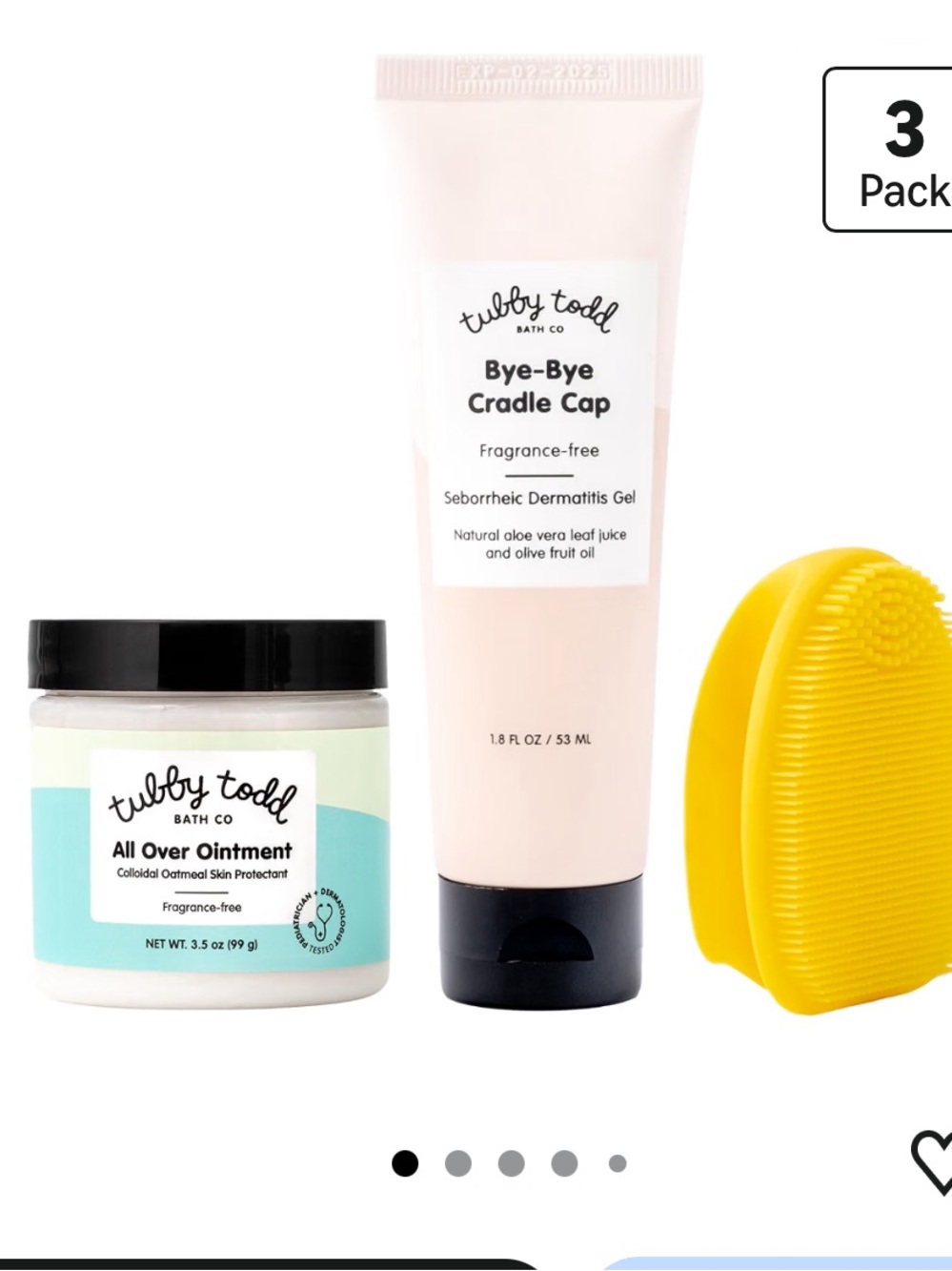 Tubby Todd Bye-Bye Cradle Cap Set — Pink Tube, Yellow Brush